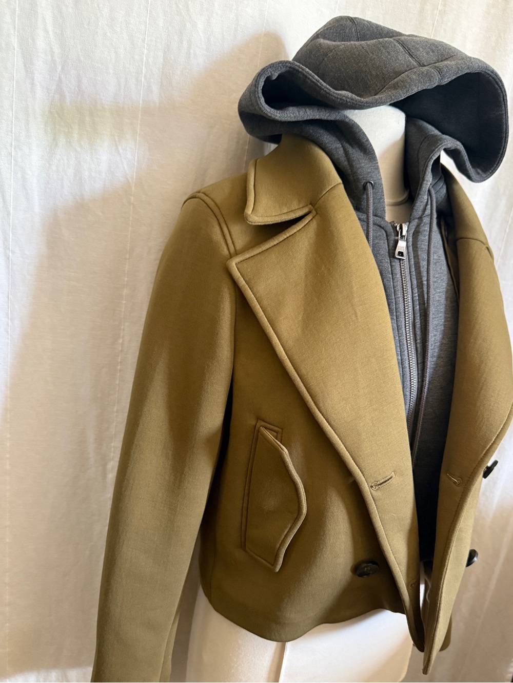 Anthropologie Maeve Twofer Hooded Peacoat Womens Camel Wool-Blend Hooded Coat s - Picture 5 of 11
